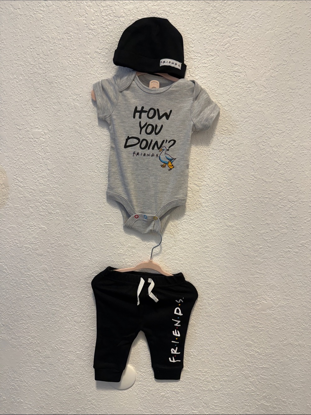 FRIENDS Gray Bodysuit with Black Hat - 'How You Doin?' Duck Graphic
